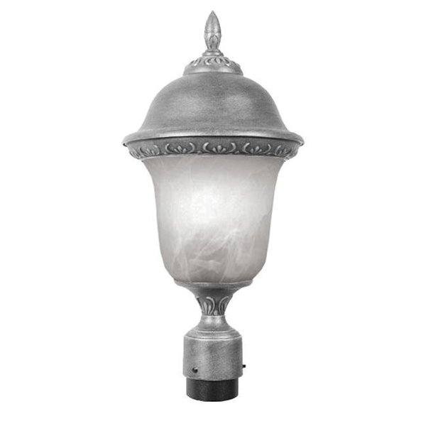 Glenn Aire Glenn Aire F-2990-SW-AB Medium Post Mount with Alabaster Glass-Swedish Silver F-2990-SW-AB